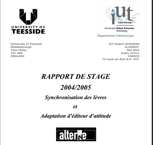 Rapport De Stage Informatique Synchronisation Des Lèvres Et Adaptation