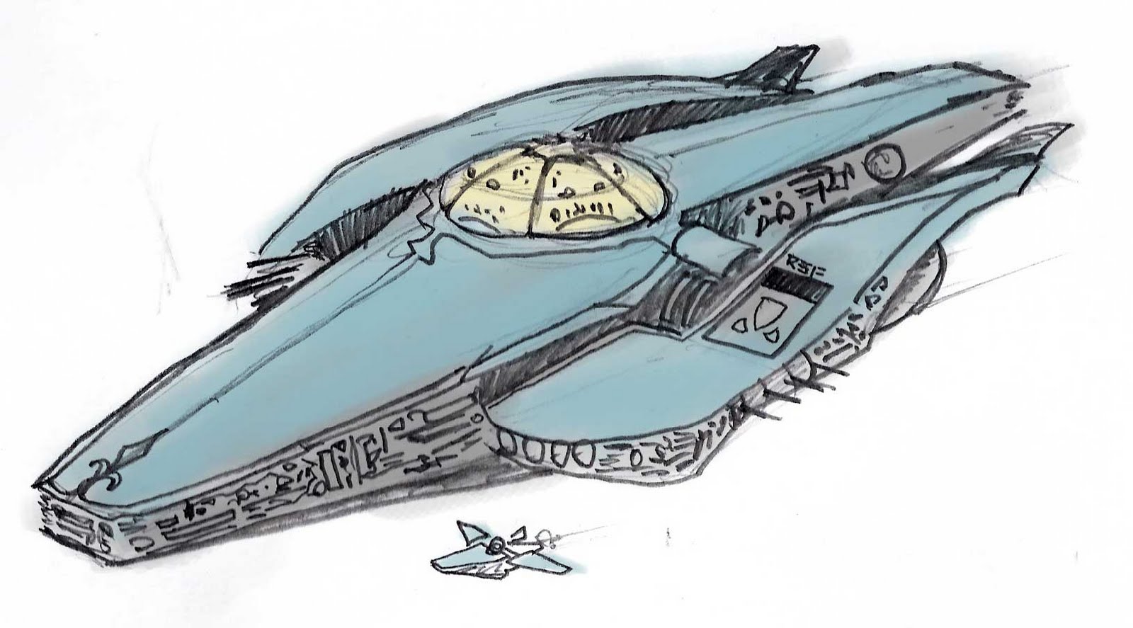 Drawing the Sword: #070 Spaceship WIP