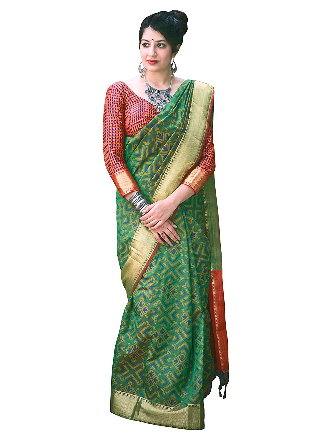 Applecreation Women'S Patola Silk Saree With Blouse Piece (14)