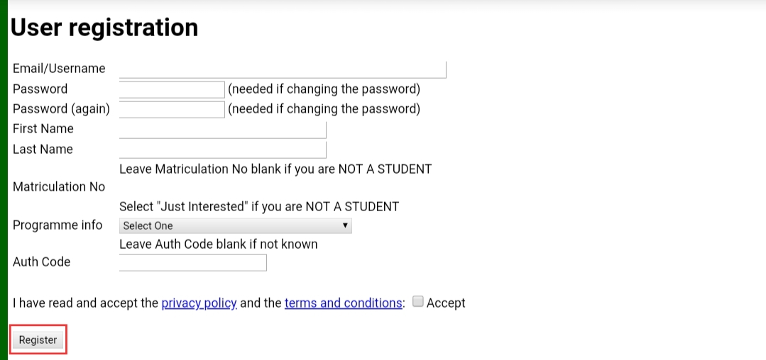 Click on register Click On register