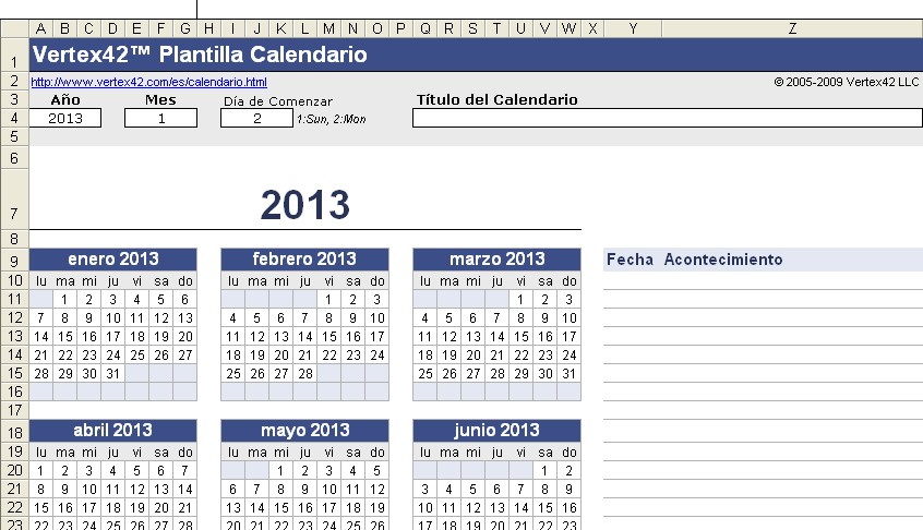 tecnología habitual calendario perpetuo en excel