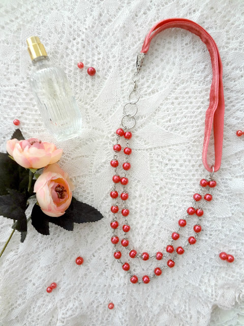 DIY Bead & Ribbon Romantic Necklace