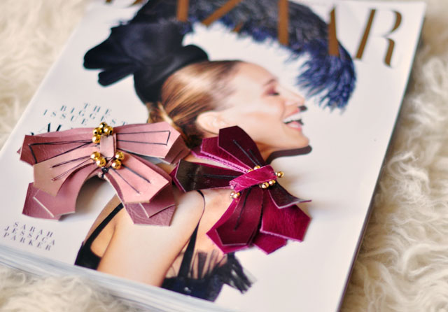 DIY Leather Butterfly Pin inspired by Lanvin, SJP Bazaar Cover