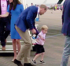 Prince George, Kate Middleton, Duchess Catherine at RAF Fairford. Prince George wore Trotter Nantucket Hampton Canvas shoes, Mayoral Boys Blue Shorts