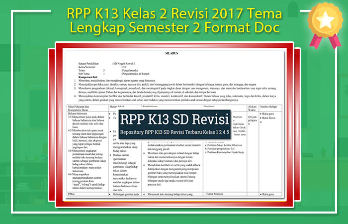 RPP K13 Kelas 2 Revisi 2017 Tema Lengkap Semester 2 Format Doc RPP K13 Kelas 2