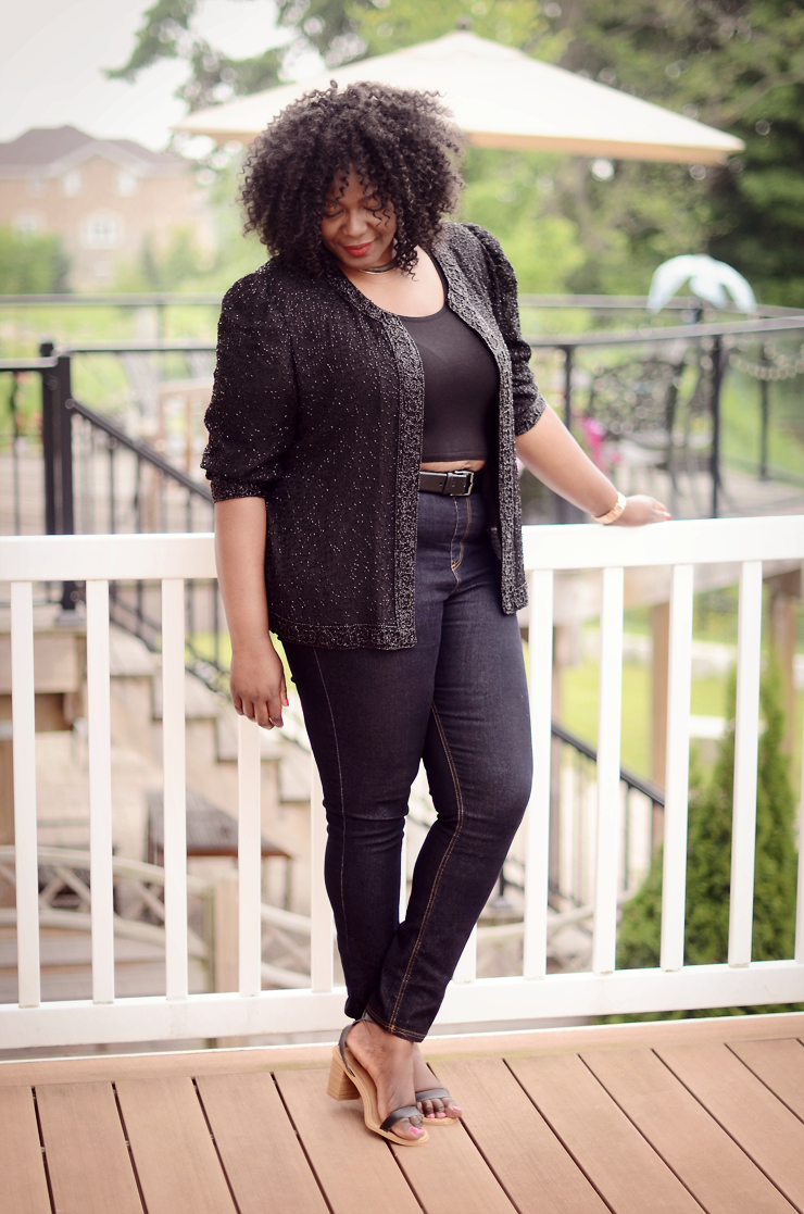 How to Wear vintage #Sequins jacket and still look chic #ootd #plussize #croptop #fashion- women #psblogger #curves