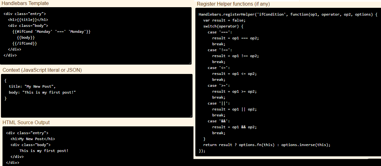 How to do conditional comparison in Handlebars Coding Defined