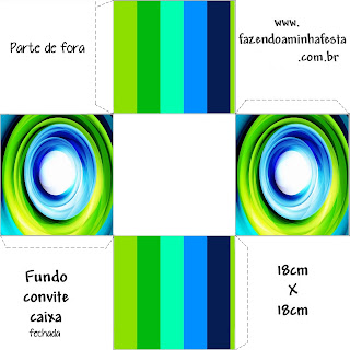 Azul y Verde: Cajas para Imprimir Gratis. Este modelo es para hacer la invitación - cajita.