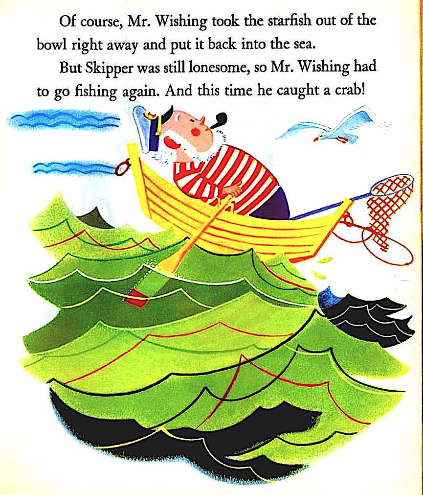 a George Wilde children's book illustration a George Wilde children's book illustration of an old captain in a rowboat