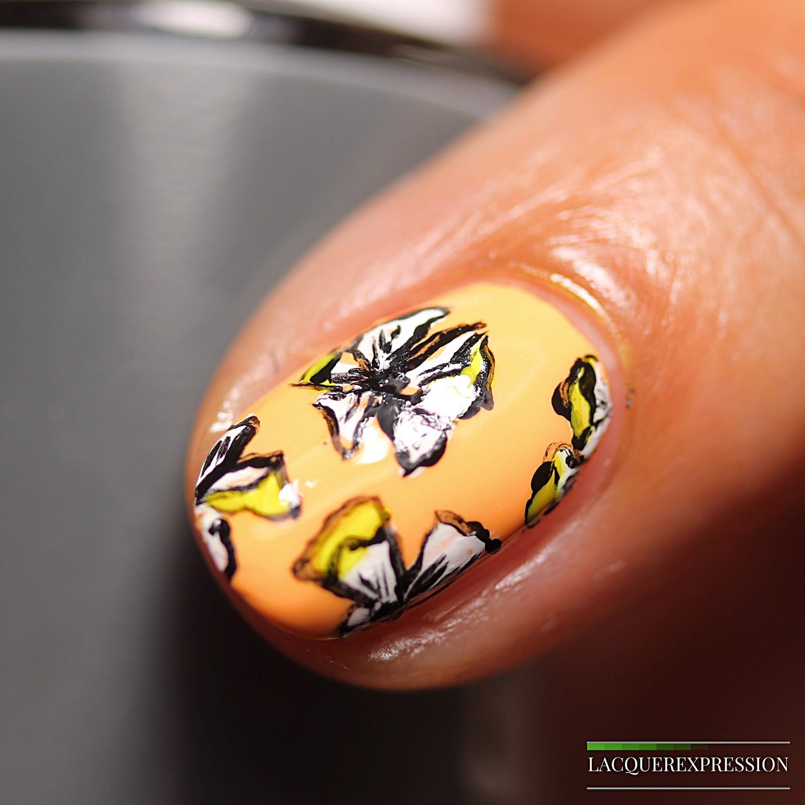 Hand Painted White Floral Nail Design for Summer LacquerExpression