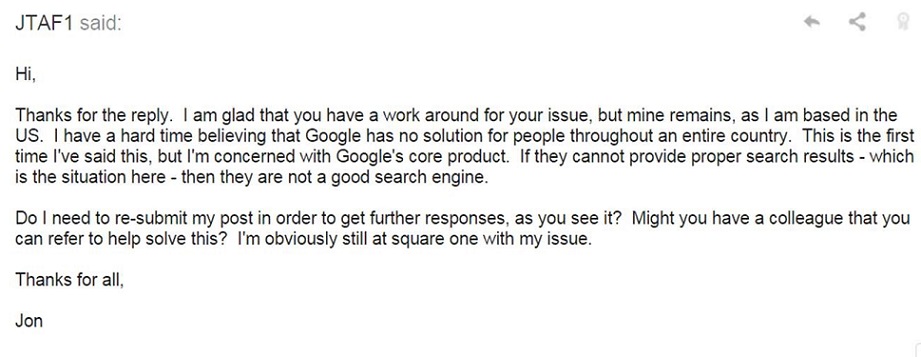 Google disabled the Ability to Set Search Location to US