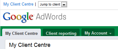 Screenshot of Google AdWords My Client Center