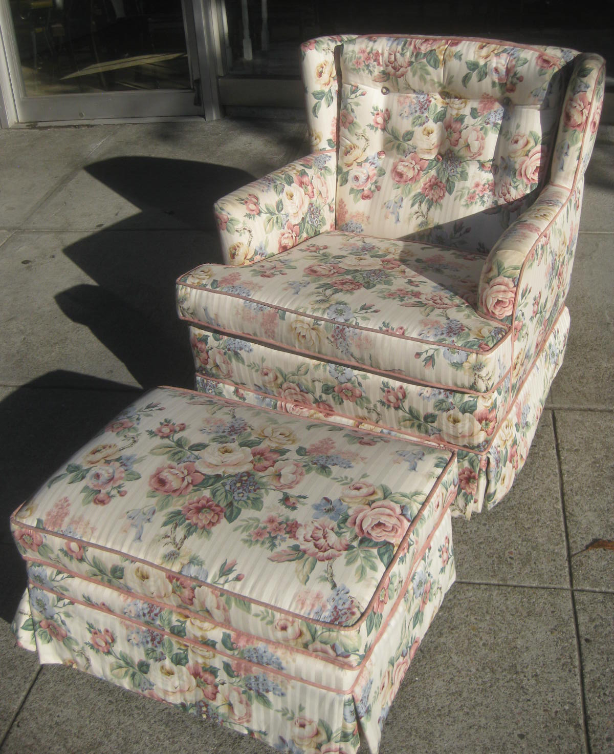 Vintage Dunbar Style Floral Arm Chair and Ottoman PRICE ...
