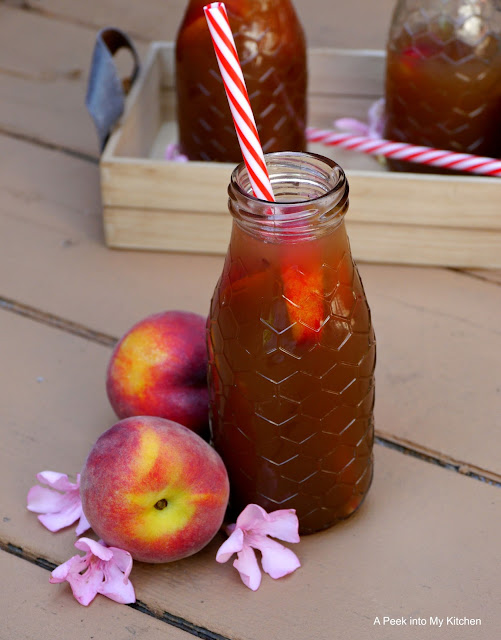 A Peek into My Kitchen Peach Iced Tea with Lemon Grass and Holy Basil