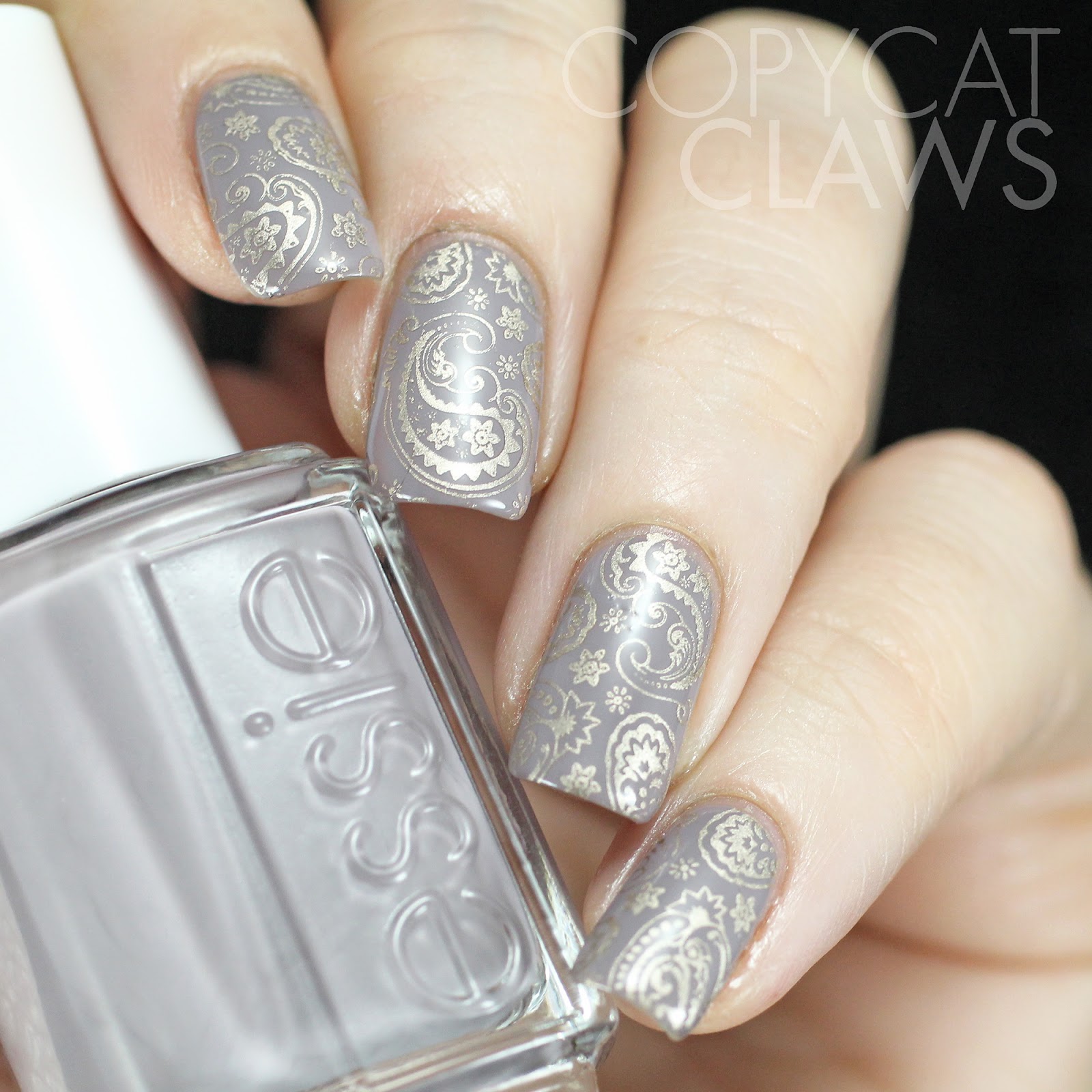 Copycat Claws Taupe Paisley Nail Stamping
