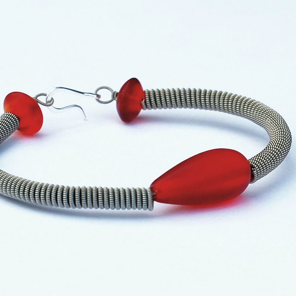 Guitar String Jewelry by Tanith Rohe Guitar String Bracelet Matte Red