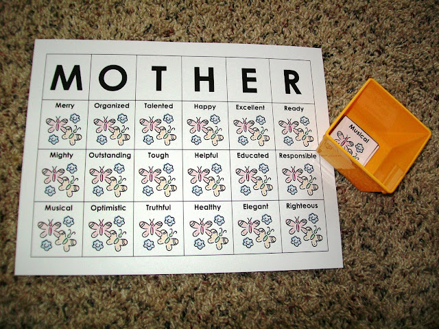 Mother's Day Beginning Sound Adjective Match Up