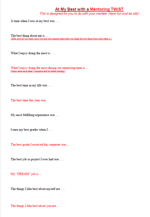 Strengths Activity- At My Best