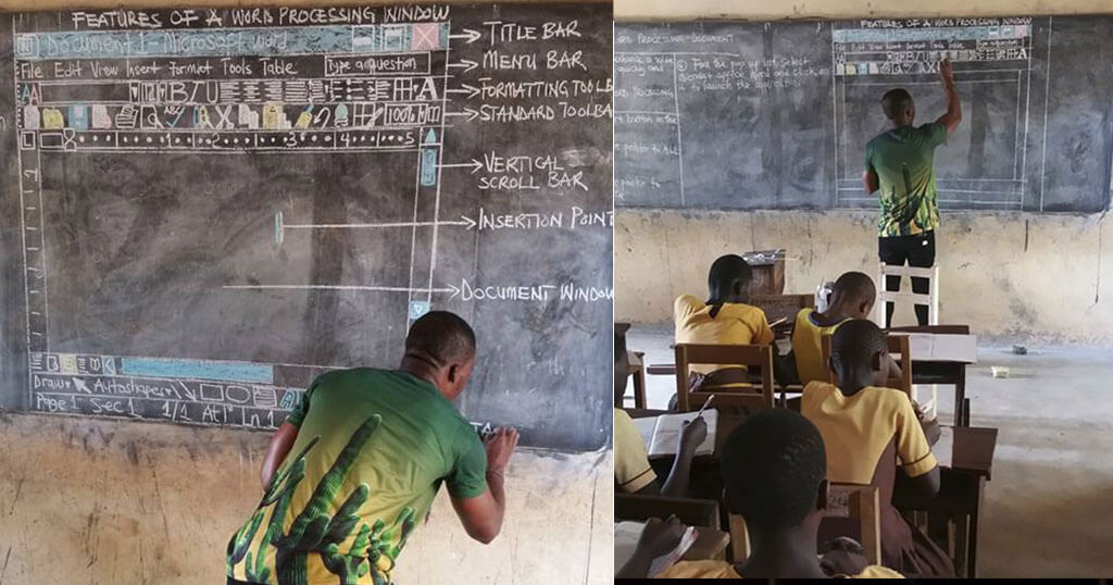 Teacher In Ghana Drew ‘MS Word’ On Chalkboard And Went Viral