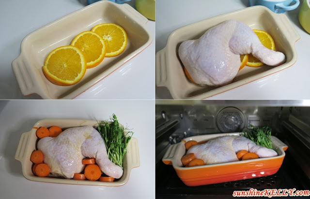 Recipe: Steamed Chicken with Pea Sprout, Carrot and Orange