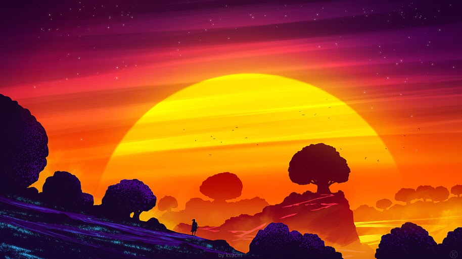Sunset, Landscape, Digital Art, 4K, #6.1262