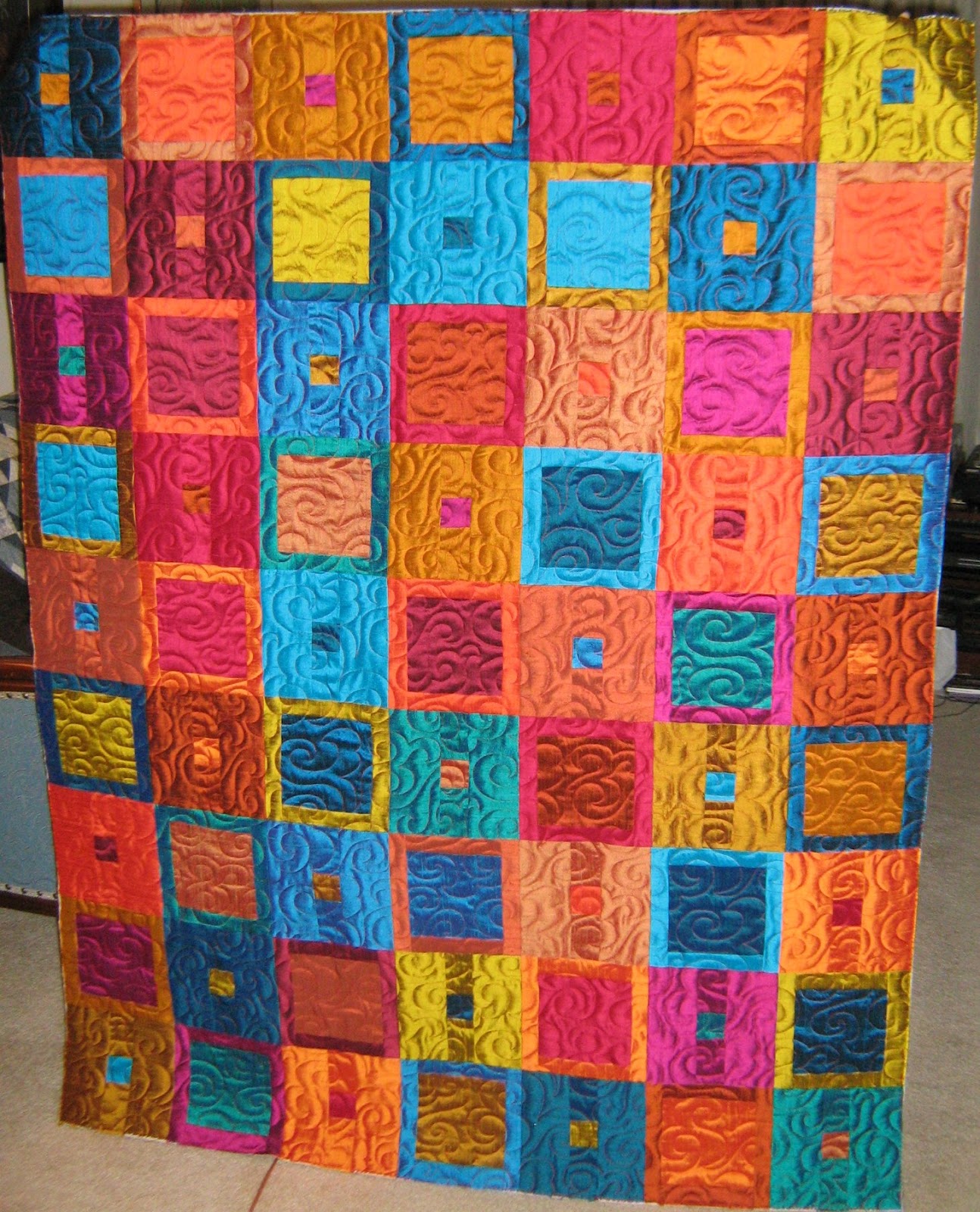 Inch by Inch Quilting Alison and Ed’s Silk Quilt