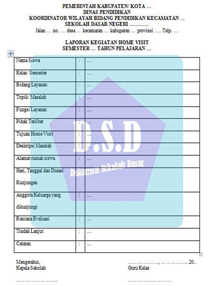 Contoh Laporan Home Visit Sd Nusagates