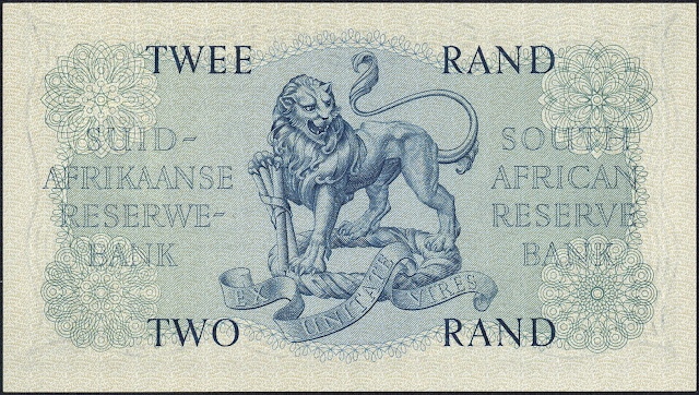 South African Money 2 Rand banknote 1965 Lion