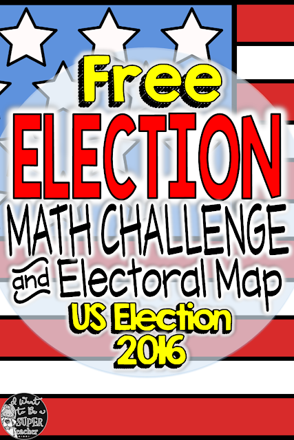 A free 2016 Math Challenge and electoral map perfect for grades 2-4 math groups, homework, fast finisher, or extension.