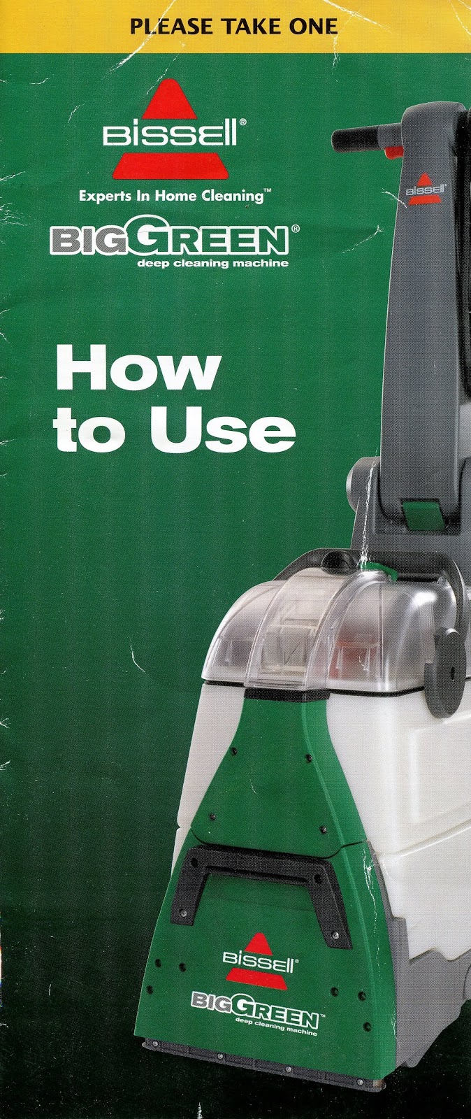 Bissell Big Green Deep Cleaning Machine Brochure/Usage Instructions