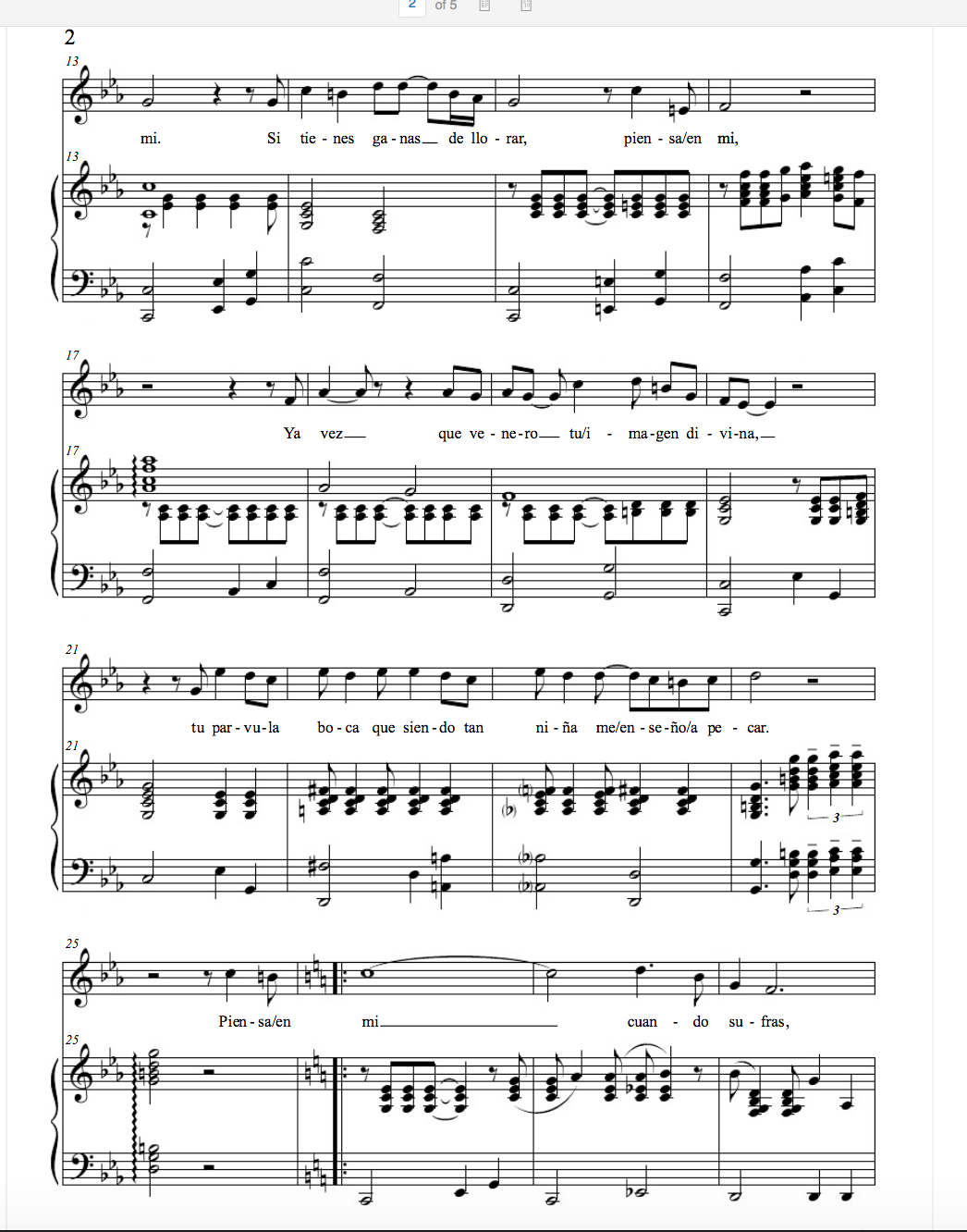 S&P SONGBOOKS Piensa en mí