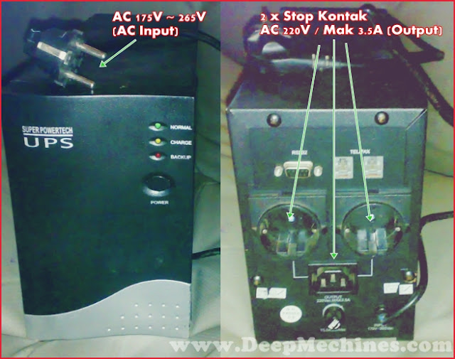 UPS (Uninterruptible Power Supply) - Super Power Tech - tampak Depan dan Belakang Keterangan, Perbaikan, Gambar (Uninterruptible Power Supply) - Super Power Tech