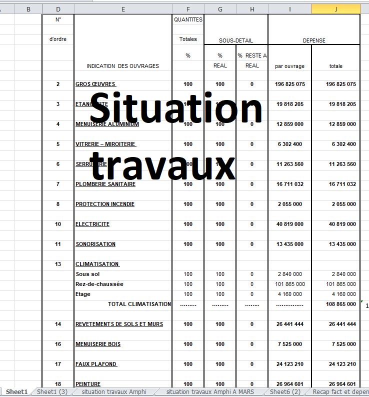 4 exemples de situation travaux excel Cours génie civil Outils
