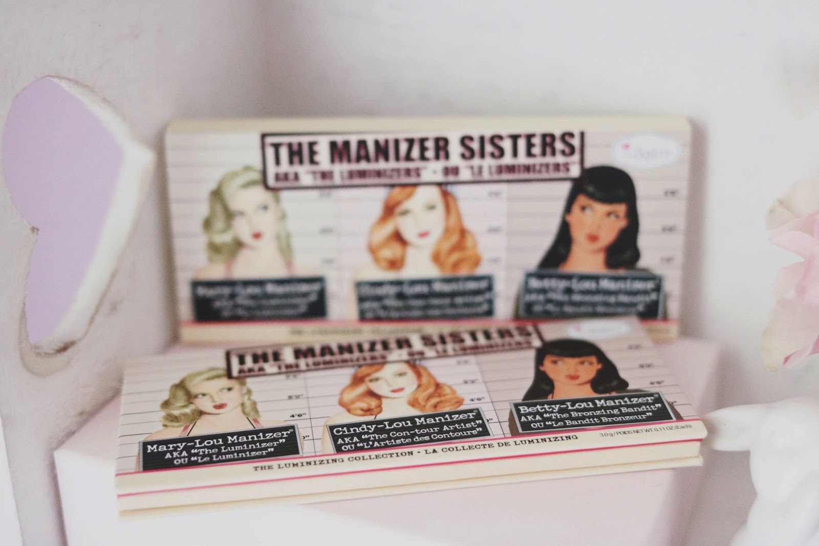 rosemademoiselle,rose mademoiselle, the balm , The manizer sisters palette, Mary-Lou,Betty-lou,Cindy-lou,Highlighter,Bronzeur,Blush,Pin-Up,Paris,blog beauté