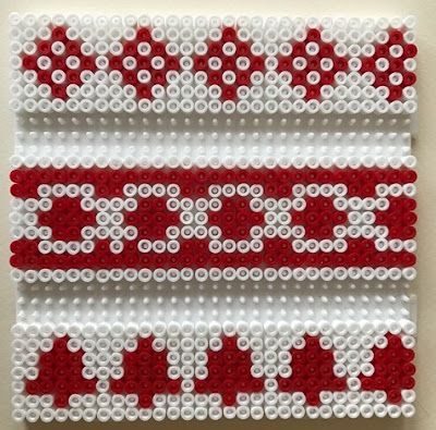 Scandi inspired red and white Hama bead battery candle holders