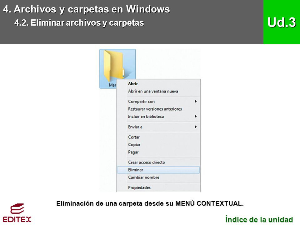 Operaciones auxiliares: Eliminar archivos y carpetas.