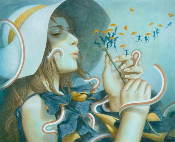 As surreais e oníricas pinturas tradicionais de Tran Nguyen Tran Nguyen deviantart pinturas ilustrações tradicionais surreais fantasia sonhos mulheres feminilidade