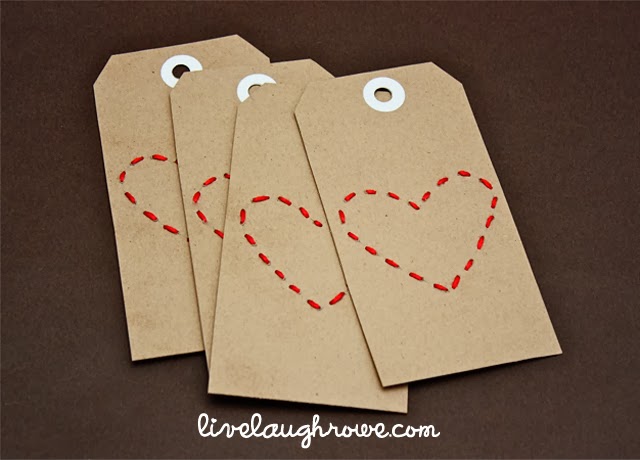 Stitched Heart Valentine Tags