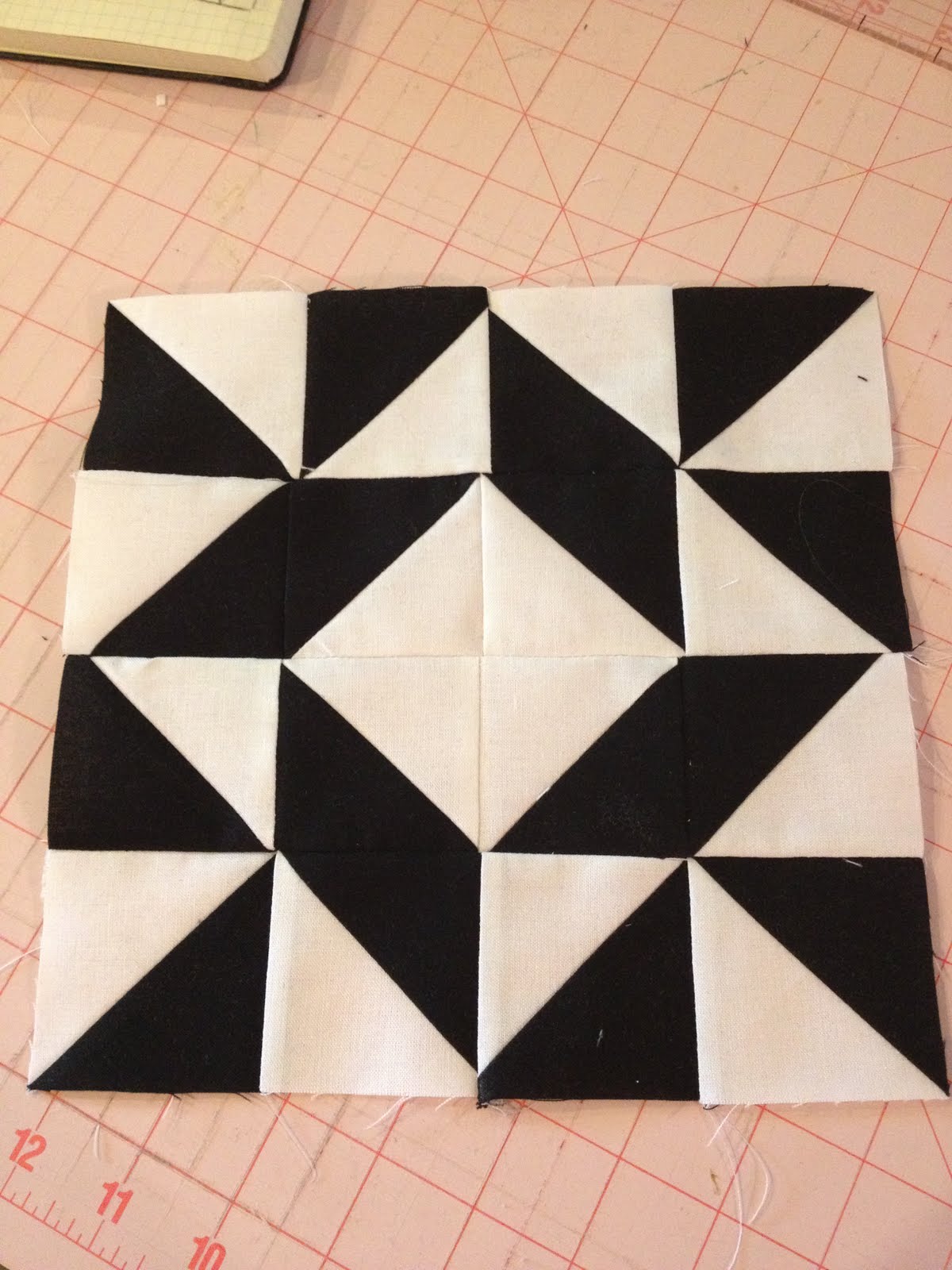 knit 'n lit Modern HalfSquare Triangle QuiltaLong Block 6
