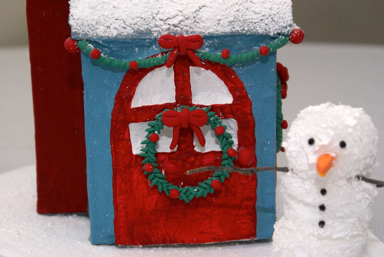 The Cozy Condo Paper Mache Mini Christmas House
