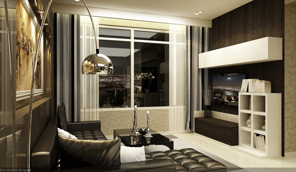 Thiết kế nội thất phòng khách căn hộ 1808R1 - Sai Gon Pearl 1