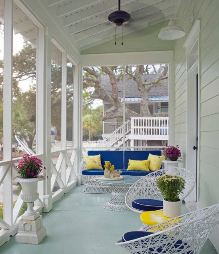 Tybee beach coastal covered porch Tybee beach house with lots of coastal style
