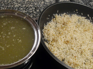 Preparando el risotto.