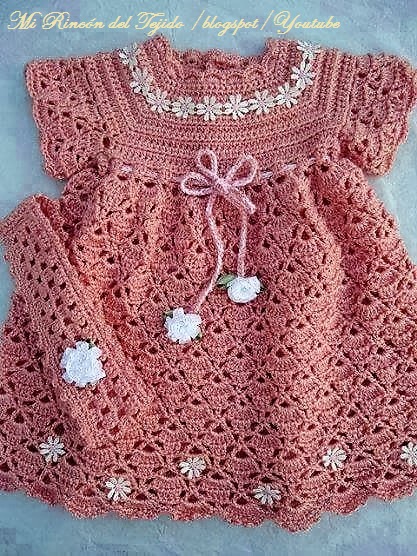 ❤ ✿ Mi Rincón del Tejido ✿ ❤: Delicado vestido rosa para bebe