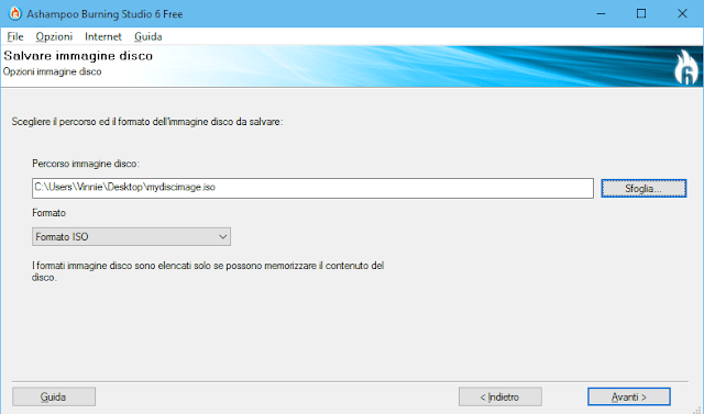 Ashampoo Burning Studio 6 Free Salvare immagine ISO