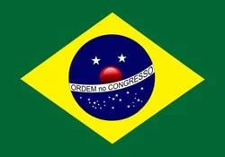 Bandeira do Brasil com um nariz de palhaço