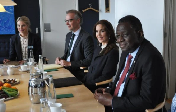 Crown Princess Mary of Denmark attend a meeting with Foreign Minister Christian Jensen and Executive Director of UNFPA at the Ministry of Foreign Affairs of the Dk