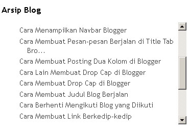 Cara Memberi Scroll pada Arsip Blog dan Label