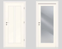 Drzwi wewnętrzne VOX białe pełne z ozdobnym frezowaniem i przeszklone 