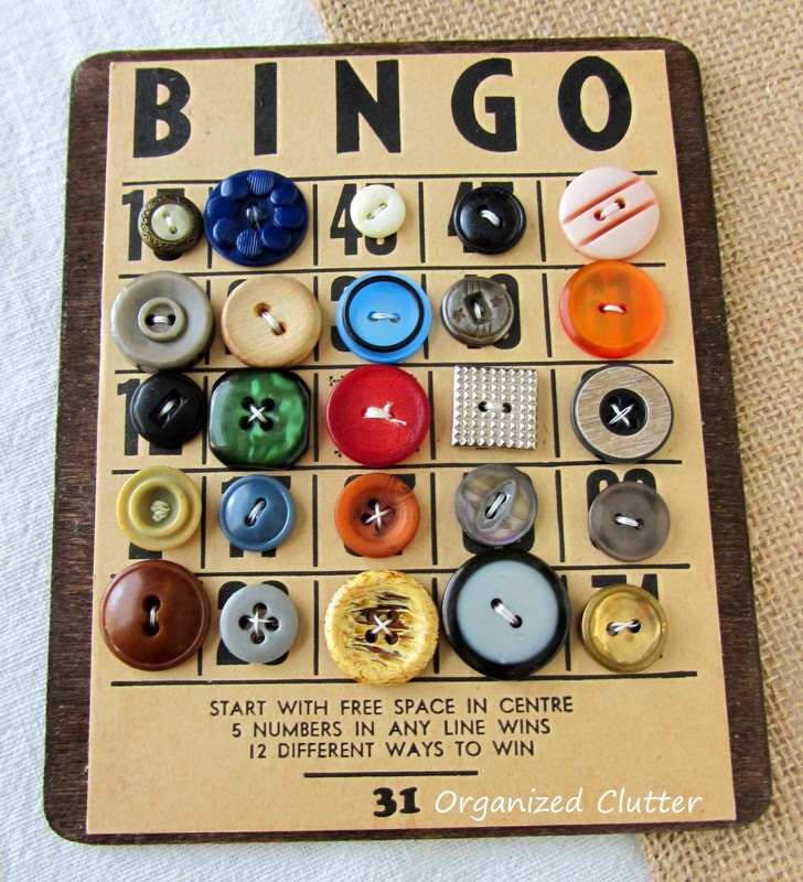 Bingo Button Cards www.organizedclutterqueen.blogspot.com